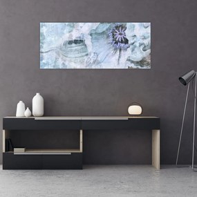 Tablou - Frescă florală pe un perete de cărămidă (120x50 cm)