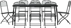 vidaXL Set de masă pentru grădină, 9 piese, plasă metalică antracit