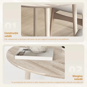 HOMCOM Masa Plianta, Masa Rotunda cu Panouri Rotunde, Masa de Bucatarie Mica pentru Economisirea Spatiului, Natur | Aosom Romania