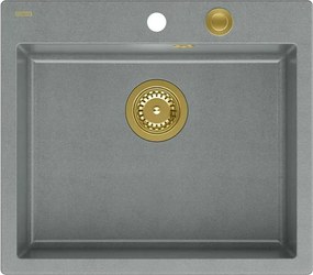 Chiuveta compozit incastrata Quadron Unique Morgan 110 gri - auriu 57x50 cm