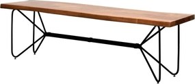 Banchetă bucătărie din lemn de acacia natur și metal negru, 47,5 x 166,5 x 44 cm, „Frequency”