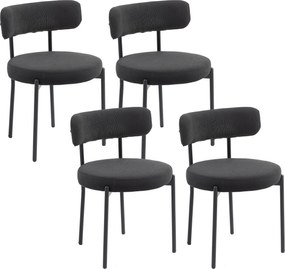 HOMCOM Set de 4 scaune de sufragerie cu spătar din țesătură picioare din oțel 51 x 51 x 76 cm negru | Aosom Romania