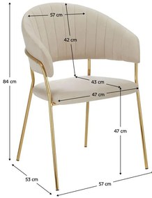 Fotoliu de sufragerie de design Dasmona 1 (Bej + Auriu + Crom) . 1097098
