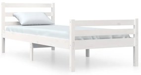 814810 vidaXL Cadru de pat, alb, 100x200 cm, lemn masiv de pin