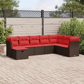 vidaXL Set canapele de grădină cu perne, 8 piese, maro, poliratan