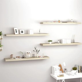 vidaXL Rafturi perete suspendate, 4 buc., stejar, 120x23,5x3,8 cm, MDF