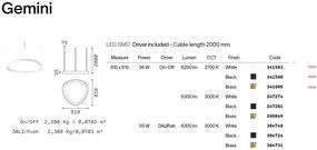 Lustra LED suspendata design circular Gemini sp d081 on-off 2700k alba