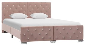 Cadru de pat, roz, 140 x 200 cm, material textil Roz, 140 x 200 cm