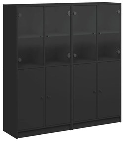 3206525 vidaXL Bibliotecă cu uși, negru, 136x37x142 cm, lemn compozit