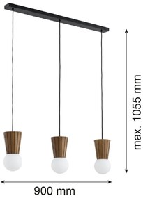 Lustra cu 3 pendule lemn stil scandinav VOLANTE 6358