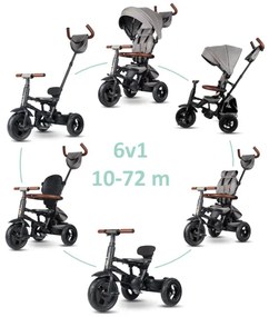 QPlay - Tricicletă pentru copii RITO DELUXE 6în1, gri
