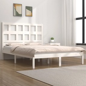 3104499 vidaXL Cadru de pat, alb, 200x200 cm, lemn masiv de pin
