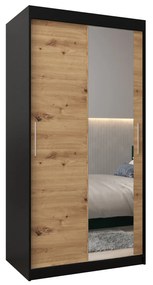 Dulap de haine 100 cm Toki 2 (negru mat + stejar artisan). 1064963