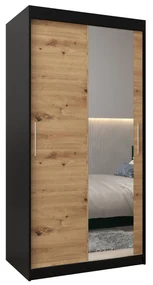 Dulap de haine 100 cm Toki 2 (negru mat + stejar artisan). 1064963