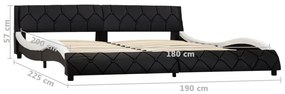 Cadru de pat, negru si alb, 180 x 200 cm, piele ecologica Alb si negru, 180 x 200 cm