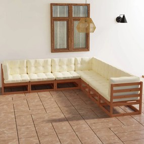 3076557 vidaXL Set mobilier de grădină cu perne, 7 piese, lemn masiv de pin
