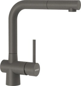 Baterie bucatarie Schock Laios Cristadur Silverstone cu cap extractibil, aspect granit, cartus ceramic, gri inchis