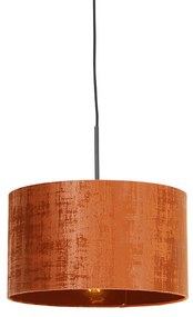 Lampă modernă cu pandantiv neagră cu abajur portocaliu 35 cm - Combi