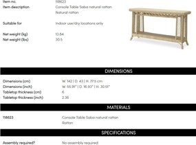 Consola din ratan natural design LUX Saba