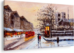 Tablou - Pictură oraș iarna (90x60 cm)