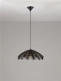 Lustra suspendata stil natural ratan negru FLARE