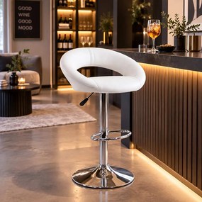 Scaun de bar din piele ecologică cu bază metalică ABS 151 alb