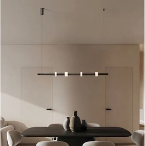 Lustra tub subtire aluminiu gri inchis si alabastru LED MARLOW