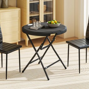 Outsunny Masă de Grădină, rotundă, pliabilă, pentru 4 persoane, efect lemn, oțel+plastic, gri închis, 80 x 80 x 73 cm | Aosom Romania