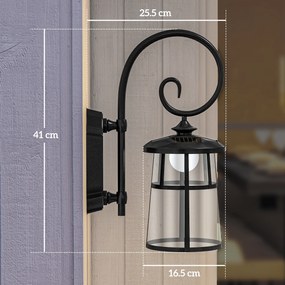Outsunny Lot de 2 lampe murale aplici solare LED pentru exterior IP44 16,5x25,5x41cm negru | Aosom Romania