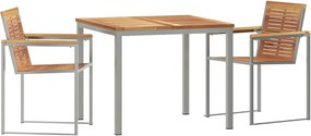 vidaXL Set de masă pentru grădină 3 pcs Maro Lemn solid de tec