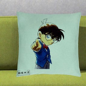 Perna Personalizata Detective Conan Conan Arata, 40x40 cm, Verde Menta, Husa Detasabila, Perna Inclusa, BEKZ®