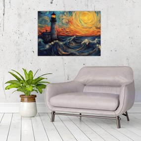 Tablou - Far în valuri (70x50 cm)