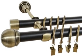 Galerie dubla duo TODI MAX 19/19 mm negru aur antic (Alege marime: 200 cm)