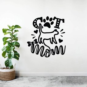 Sticker Decorativ Citat Pisici "Cat Mom", 47x50 cm, Negru, Oracal
