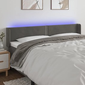 3123151 vidaXL Tăblie de pat cu LED, gri închis, 163x16x78/88 cm, catifea