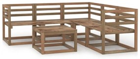 Set mobilier de grădină, 6 piese, maro, lemn de pin tratat