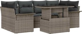 vidaXL Set de canapele pentru grădină cu pernă 7 pcs Gri Poli Rattan