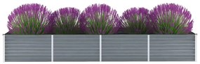 vidaXL Strat înălțat de grădină, gri, 320 x 80 x 45 cm oțel galvanizat