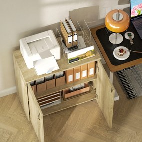 Vinsetto Dulap pentru documente cu încuietoare, 2 uși și raft intern, 80x40x80 cm, culoare stejar | Aosom Romania