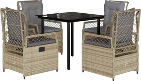 vidaXL Set mobilier de grădină cu perne, 5 piese, bej, poliratan