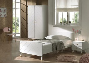 Set Dormitor Complet pentru Copii, 3 Piese, 90x200 cm, Alb Satinat (Pin Masiv și MDF) – Billy – Vipack