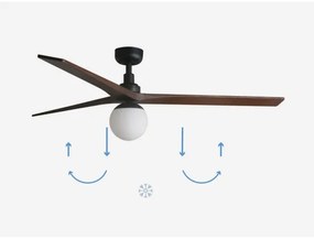 Ventilator de tavan FARO 34276-11L KLIM L 1xE27/15W/230V lemn/negru + telecomandă