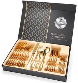 Set tacamuri din inox 24 piese, TRENDY’S, luxury edition, gold