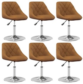 vidaXL Scaune de sufragerie pivotante 6 buc, maro, catifea