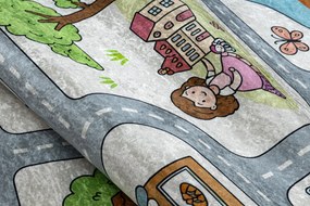 BAMBINO 61430 covor lavabil Prințesă, alfabet, străzi pentru copii anti-alunecare - gri / roz