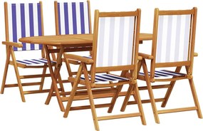 vidaXL Set de masă pentru grădină 5 pcs Albastru și Alb