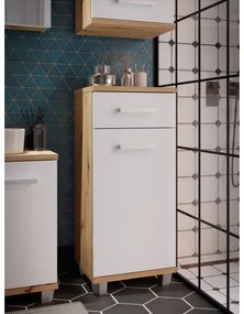 Dulap de baie VENOM, alb/stejar artisan