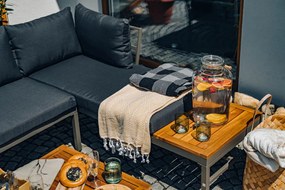 Patura din bumbac reciclat TAKE A PLAID 125x150 cm, gri