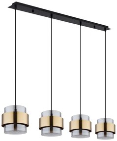 Lustră pe cablu MILEY 4xE27/60W/230V neagră/alamă Globo 15560-4H