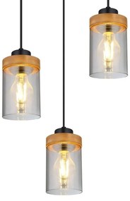 Lustra cu 3 pendule design modern FINCA negru mat, maro inchis
